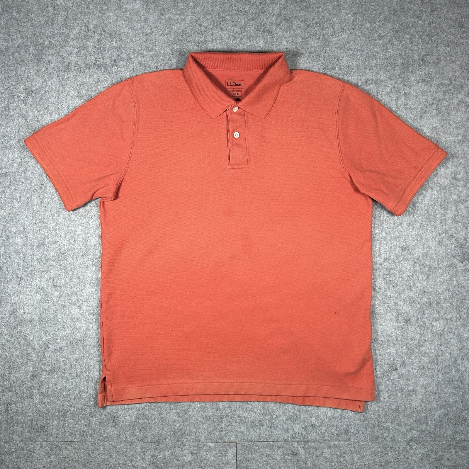 Ll Bean Polo Shirt Men's Size Large Regular Orange Golf Active Heavyweight